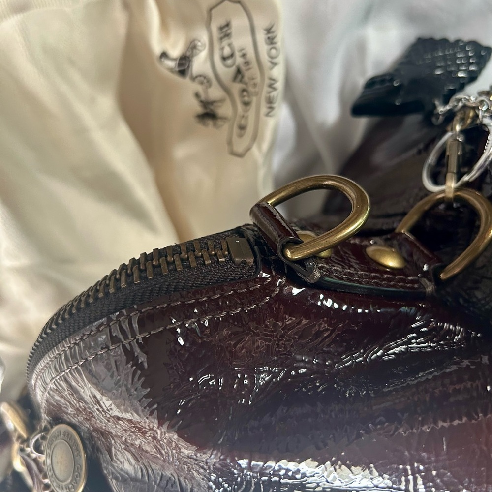 Coach Glossy Patent Leather Satchel in Deep Burgundy - Picture 5 of 16
